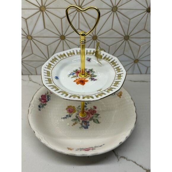 Two-Tier Jewelry or Trinket Tray | Vintage China - Picture 1 of 7